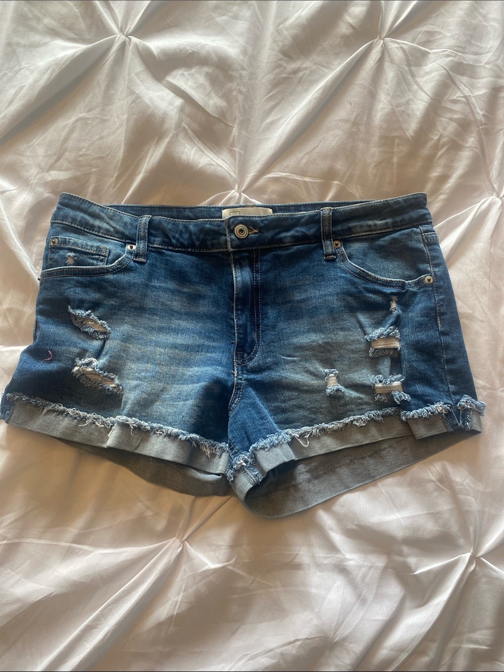 Distressed Denim Shorts